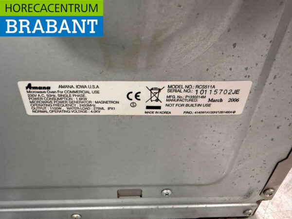Edelstahl Amana RCS511A Mikrowelle 1100 Watt 230V Horeca – Bild 5