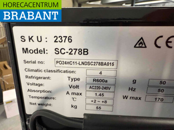 HCB Glastürkühlschrank Getränkekühlschrank 278 Liter 230V Horeca – Bild 5