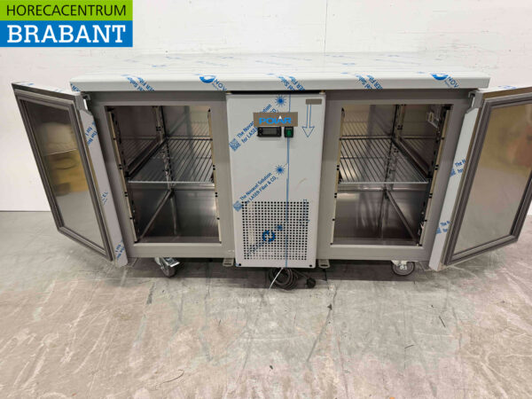 Edelstahl Polar UA070 Energieeffiziente Kühltheke 2 Türen 130 cm 230V Horeca – Bild 5