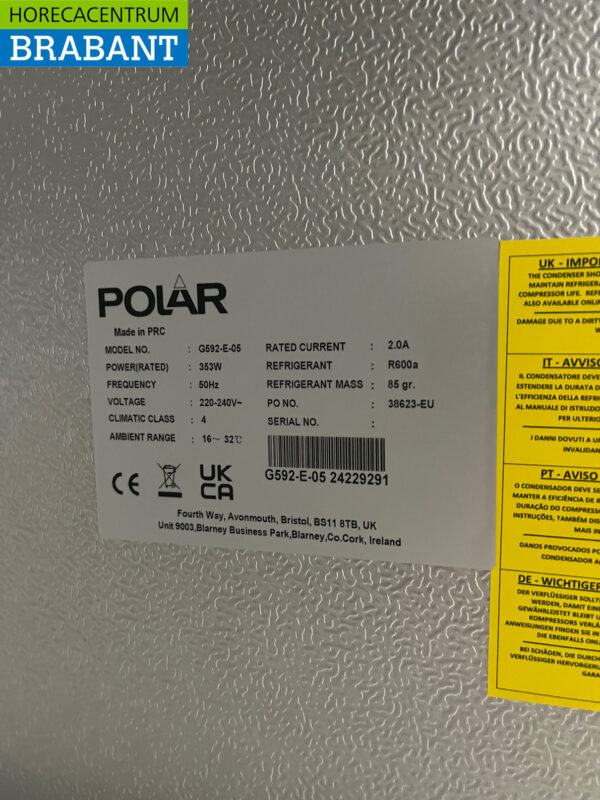 Polar G592 Kühlschrank Kühlung 600 Liter 230V Horeca – Bild 5