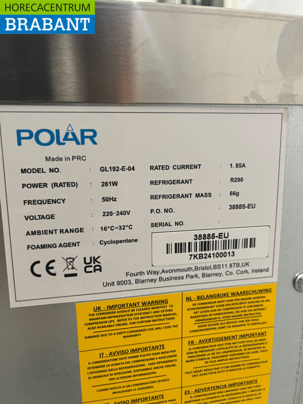 Polar GL192 Eiswürfelmaschine aus Edelstahl mit 10 kg Bunker Produziert 50 kg pro Tag 230V Horeca – Bild 7