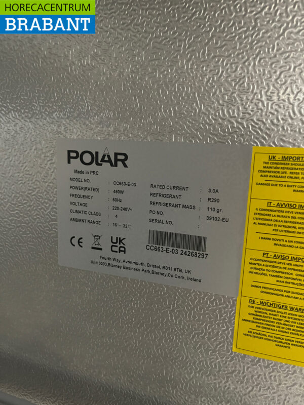 Polar CC663 Doppeltüriger 2-türiger Kühlschrank 1200 Liter 230V Horeca – Bild 4