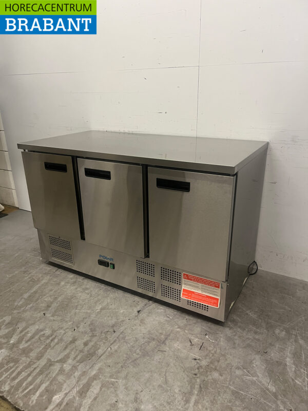 Polar G622 Edelstahl gekühlte Werkbank 3 Türen 137 cm 230V Horeca – Bild 2
