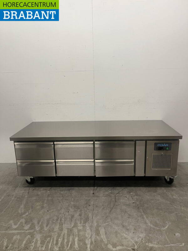 Edelstahl Polar DA465 Gekühlte Werkbank 6 Schubladen 179,5 cm 230V Horeca