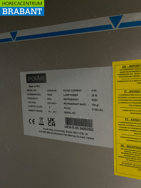 Edelstahl Polar U635 Doppeltüriger 2-türiger Gefrierschrank Gefrierschrank 1300 Liter 230V Horeca – Bild 5