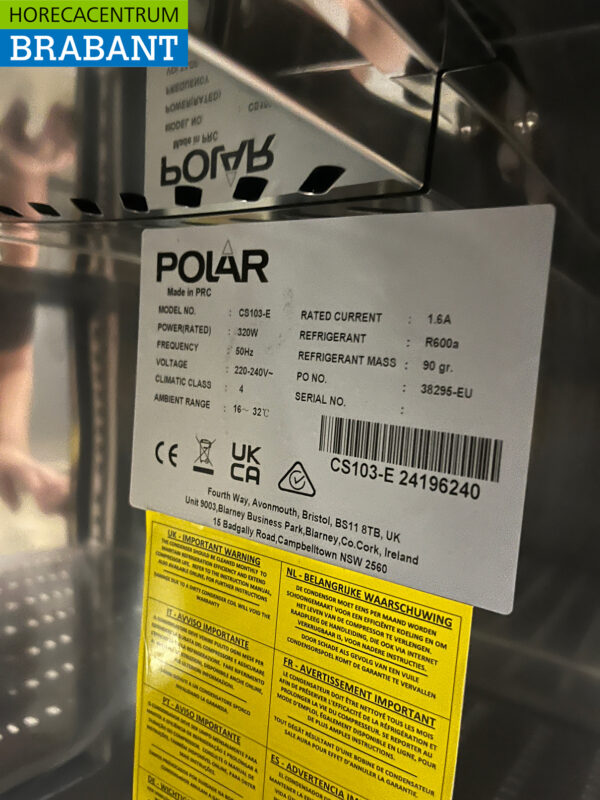 Polar CS103 Backbar Bar Kühler 4 Türen 254,2 cm 230V Horeca – Bild 6