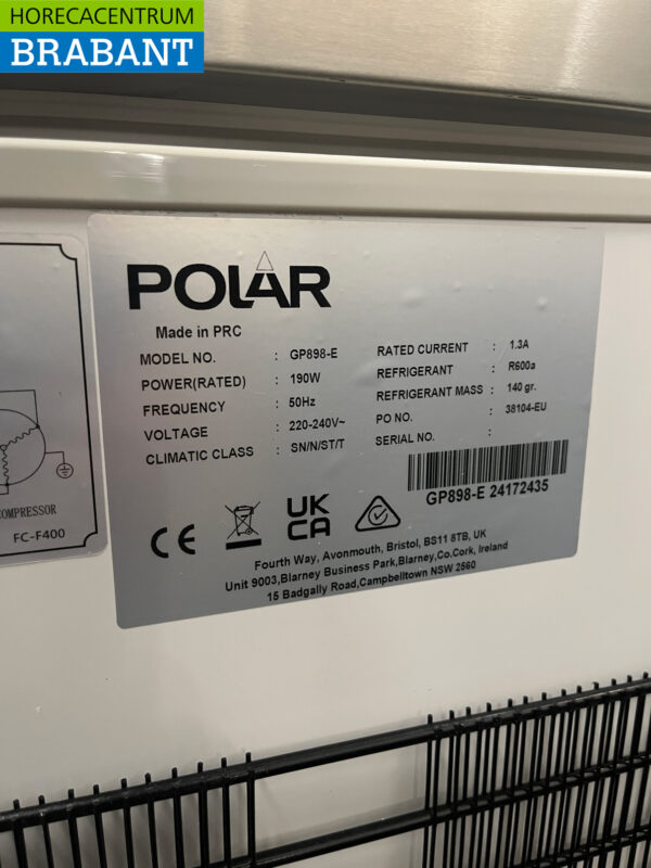 Polar GP898 Mobile Ladentiefkühltruhe Edelstahl Deckel 581 Liter 230V Horeca – Bild 6
