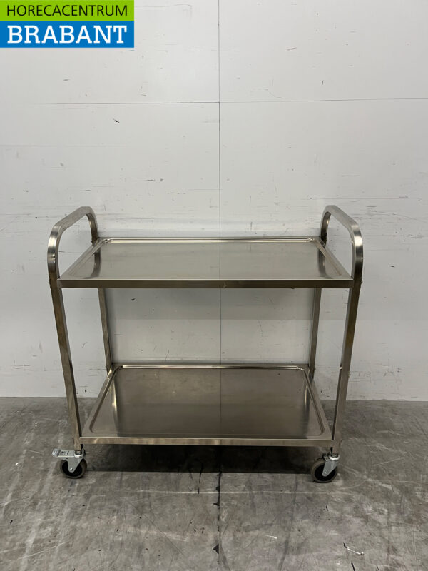 Edelstahl Servierwagen 2 Etagen 94,5 cm Horeca