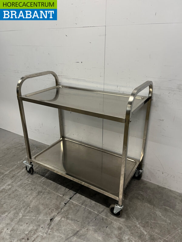 Edelstahl Servierwagen 2 Etagen 94,5 cm Horeca – Bild 2