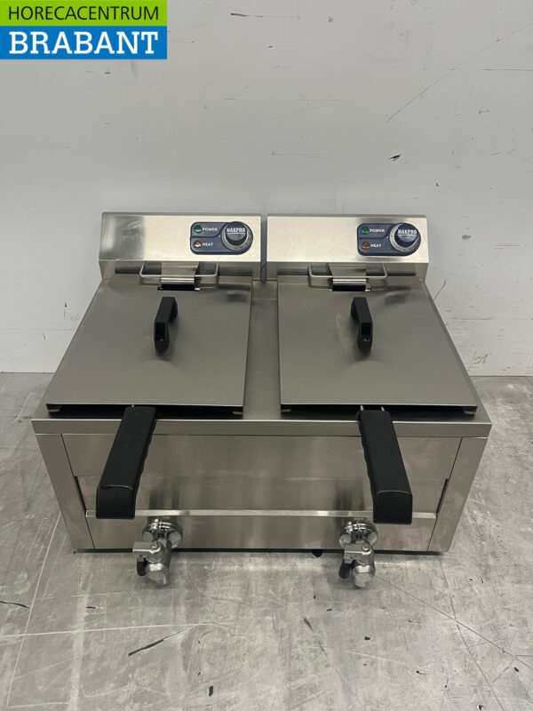 Hakvoort Doppelfritteuse aus Edelstahl 2 x 8 Liter 2 x 230V Horeca