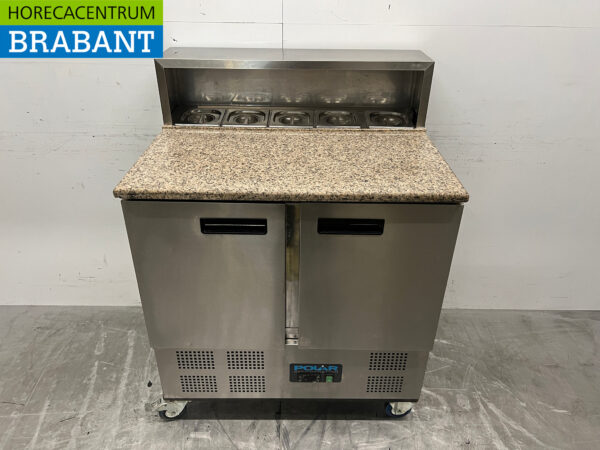 Edelstahl Polar Mobile Saladette Gekühlte Werkbank 2 Türen 90,5 cm 230V Horeca