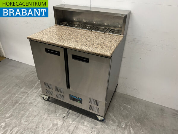 Edelstahl Polar Mobile Saladette Gekühlte Werkbank 2 Türen 90,5 cm 230V Horeca – Bild 2