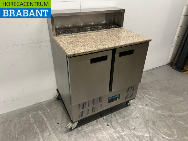 Edelstahl Polar Mobile Saladette Gekühlte Werkbank 2 Türen 90,5 cm 230V Horeca – Bild 3