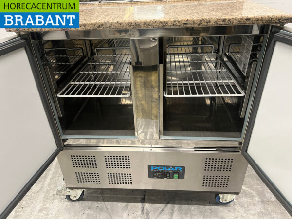 Edelstahl Polar Mobile Saladette Gekühlte Werkbank 2 Türen 90,5 cm 230V Horeca – Bild 4
