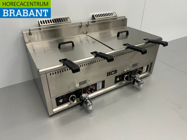 Edelstahl-Doppelfritteuse Frittieren 2 x 30 Liter PROPAAN Gas Catering – Bild 3