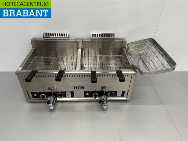 Edelstahl-Doppelfritteuse Frittieren 2 x 30 Liter PROPAAN Gas Catering – Bild 4