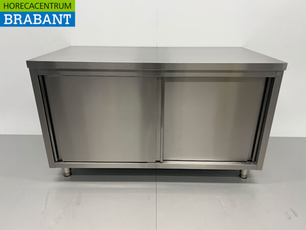 HCB Edelstahl-Arbeitsschrank 2 Schiebetüren Premium-line 140 cm Catering