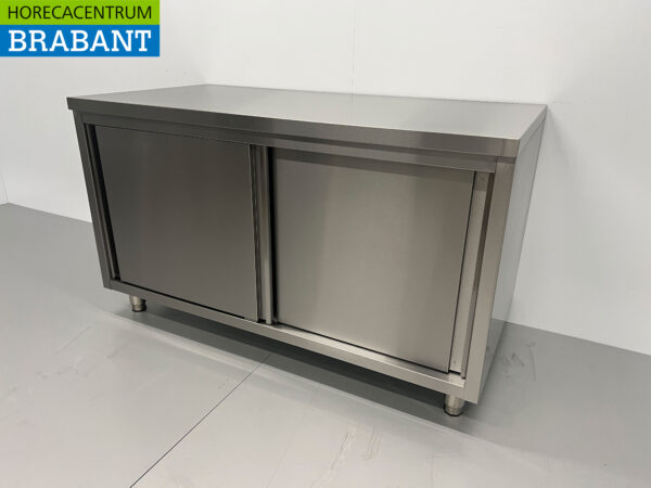 HCB Edelstahl-Arbeitsschrank 2 Schiebetüren Premium-line 140 cm Catering – Bild 2