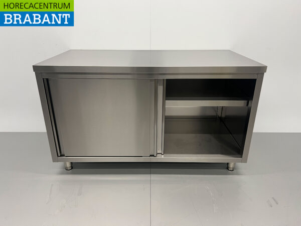 HCB Edelstahl-Arbeitsschrank 2 Schiebetüren Premium-line 140 cm Catering – Bild 4