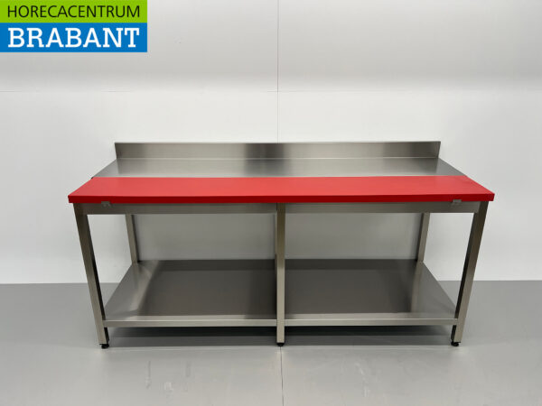 Edelstahl Polyethylen PE Schneidetisch Arbeitstisch 200 cm Catering Metzgerei