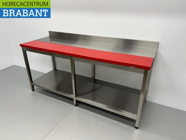 Edelstahl Polyethylen PE Schneidetisch Arbeitstisch 200 cm Catering Metzgerei – Bild 2