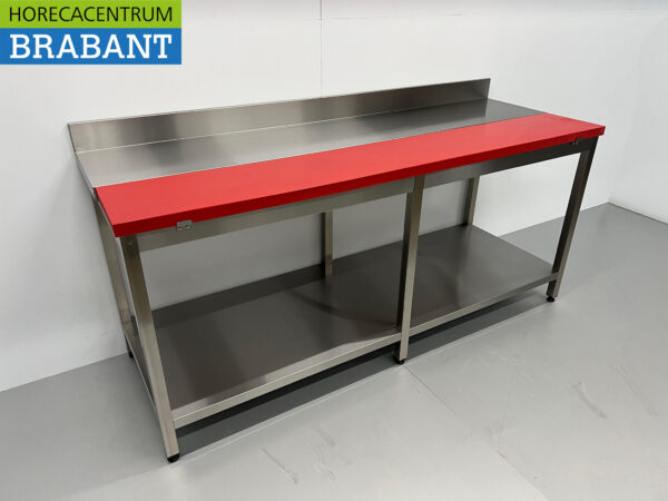 Edelstahl Polyethylen PE Schneidetisch Arbeitstisch 200 cm Catering Metzgerei – Bild 3