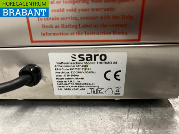 Saro Kaffeemaschine aus Edelstahl mit Thermoskanne 2,2 Liter 230V Horeca – Bild 5