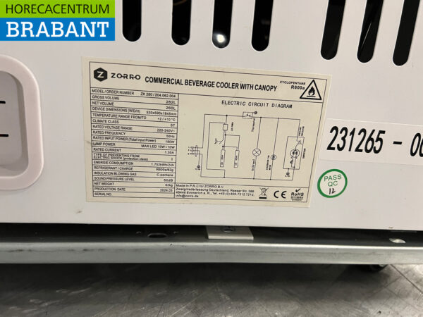 Zorro Glastürkühlschrank 282 Liter 230V Horeca – Bild 5