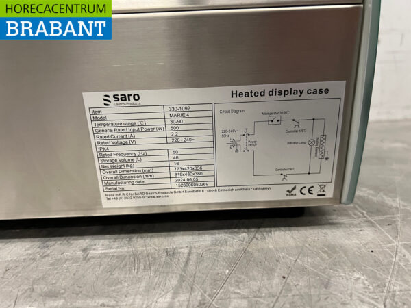 Saro Warmhaltevitrine aus Edelstahl 46 Liter 230V Horeca – Bild 6