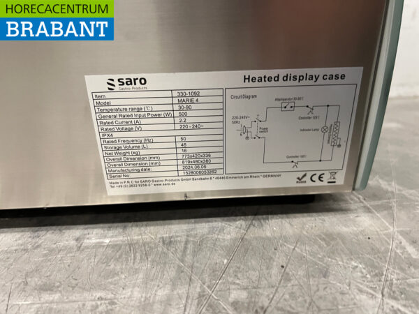 Saro Warmhaltevitrine aus Edelstahl 46 Liter 230V Horeca – Bild 6