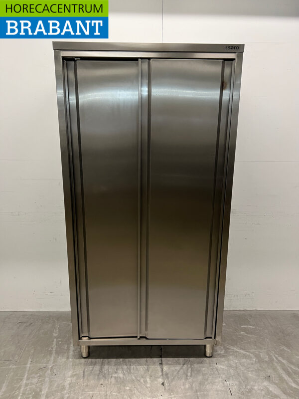 Edelstahl Saro Lebensmittelschrank Arbeitsschrank 2 Schiebetüren 100 cm Catering
