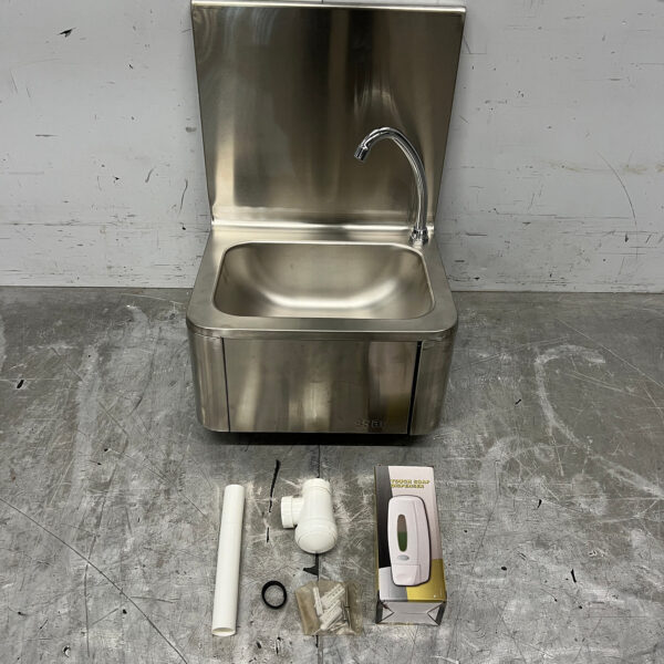 Saro Edelstahl-Spülbecken mit Kniebett mit Seifenspender Catering
