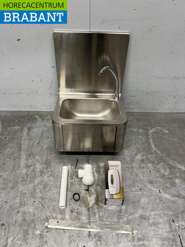 Saro Edelstahl-Spülbecken mit Kniebett mit Seifenspender Catering