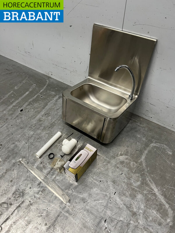 Saro Edelstahl-Spülbecken mit Kniebett mit Seifenspender Catering – Bild 2