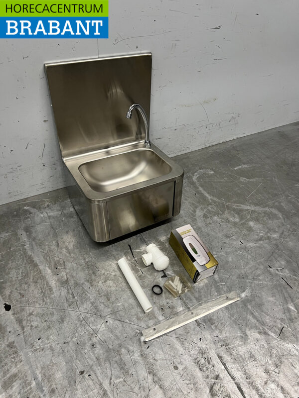 Saro Edelstahl-Spülbecken mit Kniebett mit Seifenspender Catering – Bild 3