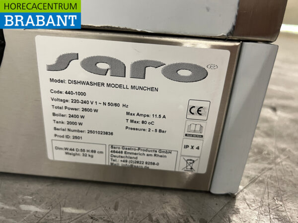 Saro Glaswaschmaschine aus Edelstahl 230V Horeca – Bild 7