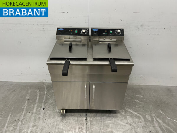 Edelstahl-Doppelfritteuse 2 x 16 Liter 2 x 400V Mobiles Catering