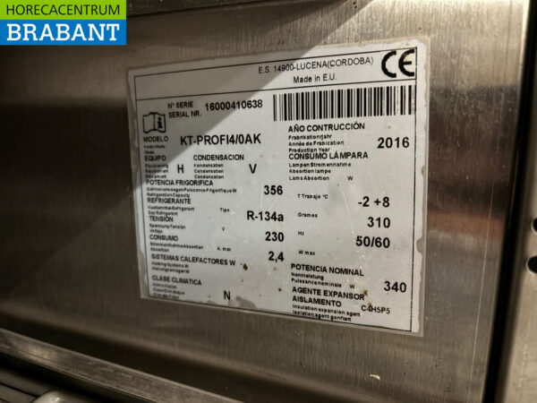 Asber gekühlte Werkbank aus Edelstahl 4 Türen 223 cm 230V Horeca – Bild 6