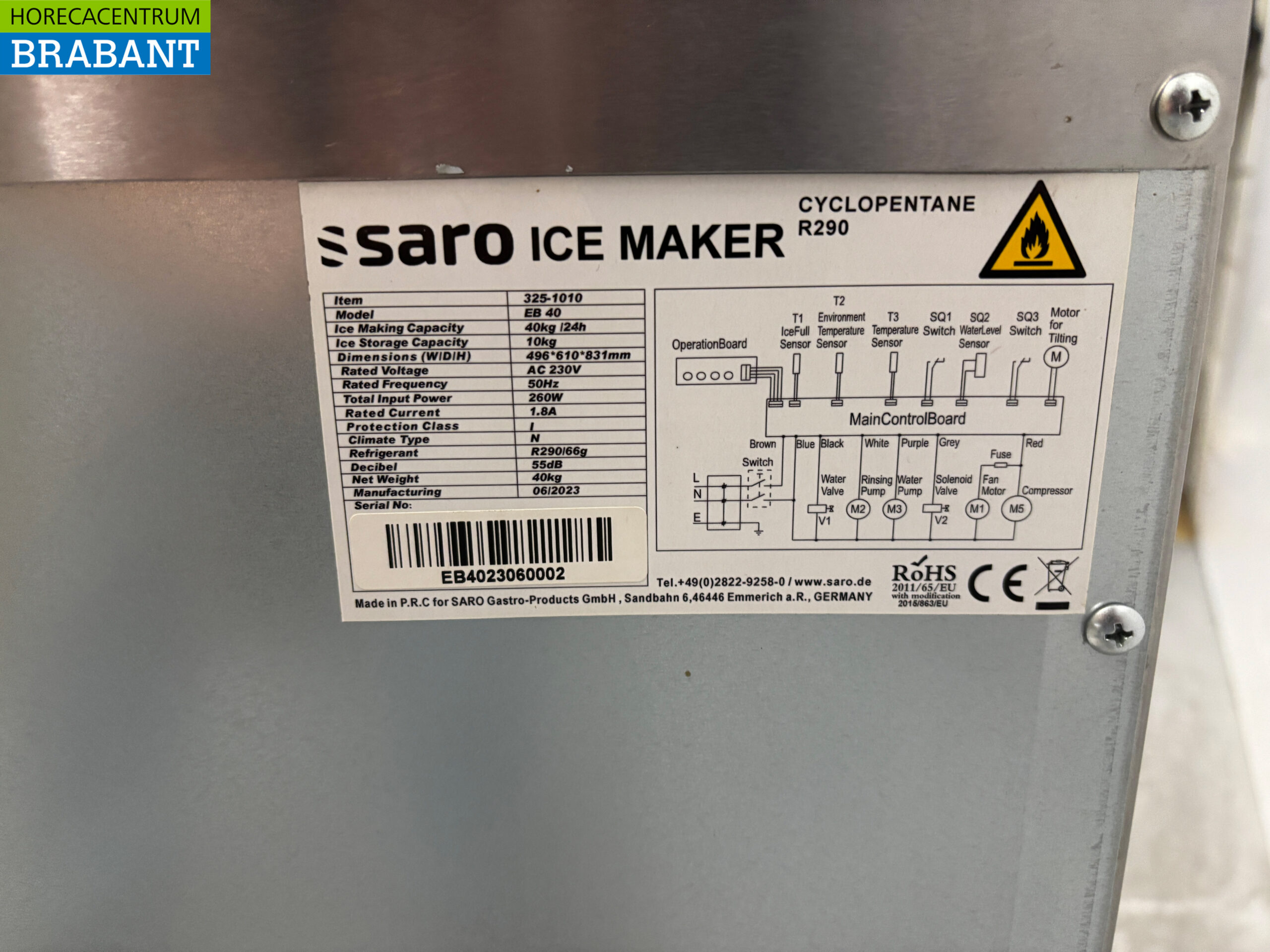 Saro EB 40 Eiswürfelmaschine aus Edelstahl Eiswürfelmaschine 40 kg pro Tag 230V Horeca – Bild 8