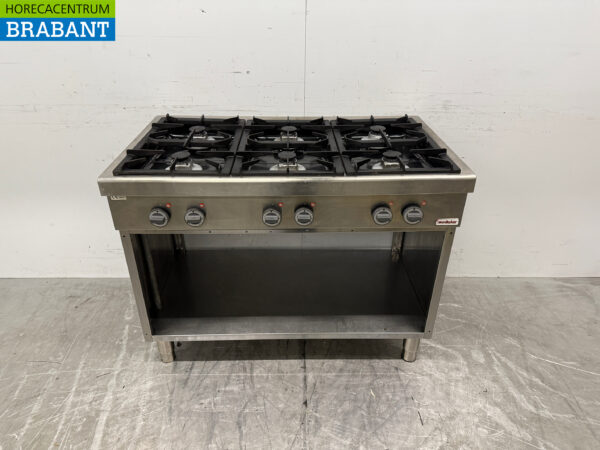 Modularer 6-Flammen-Herd aus Edelstahl 110 cm Erdgas Horeca
