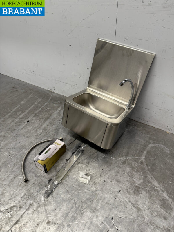 Saro Edelstahl-Spülbecken mit Kniebett mit Seifenspender Catering – Bild 2