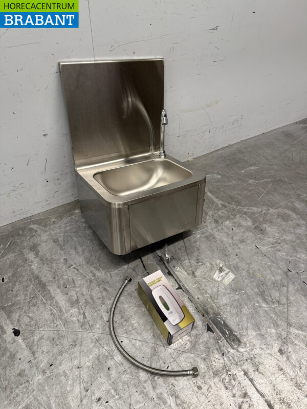 Saro Edelstahl-Spülbecken mit Kniebett mit Seifenspender Catering – Bild 3