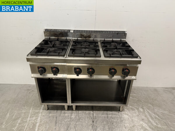Edelstahl Berto's Gasherd 6 Brenner 120 cm Erdgas Horeca