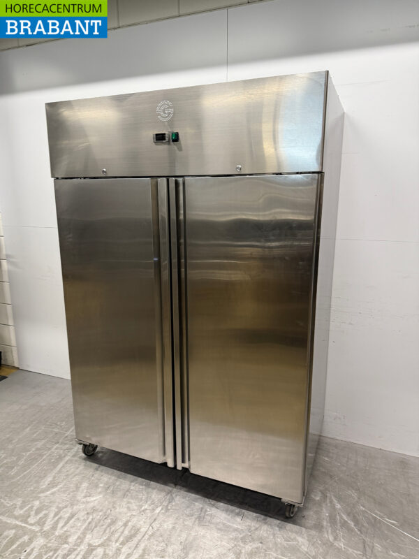 Doppeltüriger Kühlschrank auf Rädern aus Edelstahl 230V Horeca – Bild 2