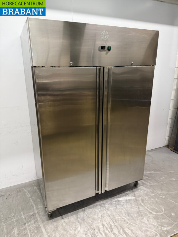 Doppeltüriger Kühlschrank auf Rädern aus Edelstahl 230V Horeca – Bild 3