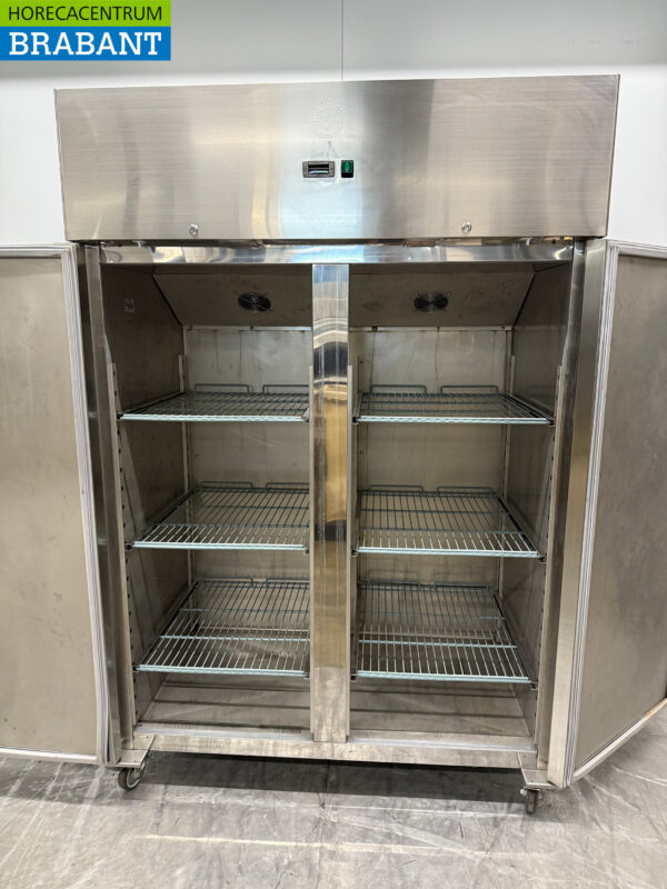 Doppeltüriger Kühlschrank auf Rädern aus Edelstahl 230V Horeca – Bild 4