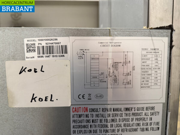 Doppeltüriger Kühlschrank auf Rädern aus Edelstahl 230V Horeca – Bild 5