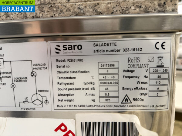 Saro Pizza-Werkbank aus Edelstahl 188,5 cm 230V Horeca – Bild 7
