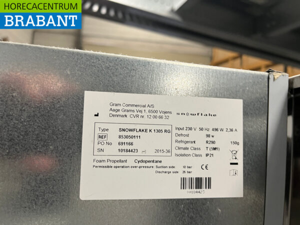 Edelstahl Gram Snowflake Doppeltüriger Kühlschrank 1230 Liter 230V Horeca – Bild 5