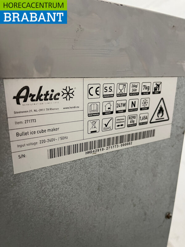 Edelstahl Arktic Eiswürfelmaschine 26 kg pro Tag 7 kg Bunker 230V Horeca – Bild 5